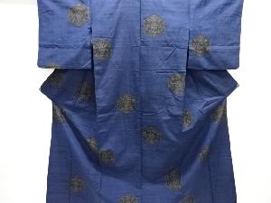 亀甲花更紗模様織り出し本真綿結城紬80亀甲単衣着物